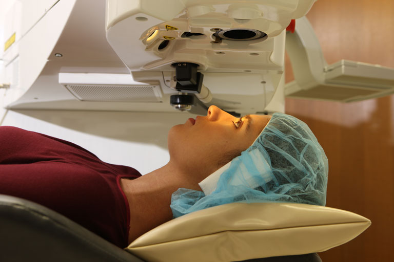 Patient receiving Intralase Part of LASIK Procedure.